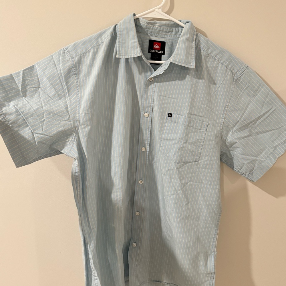 Quicksilver Casual Button Down Striped Collared S… - image 1